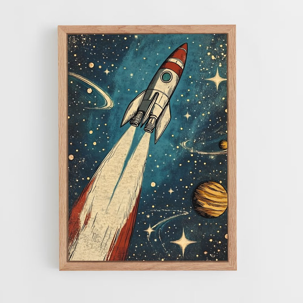 Poster Retro espace fascinant – affiche Espace rétro (vue 4)